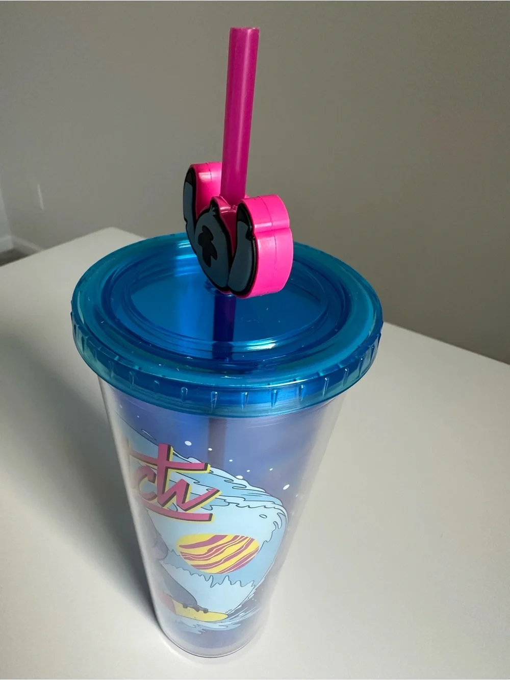 Disney Stitch Tumbler Cup 24oz Stitch Topper Straw Silver Buffalo Lilo & Stitch